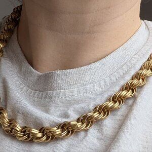 MNG by Mango women`s gold tone thick chain necklace